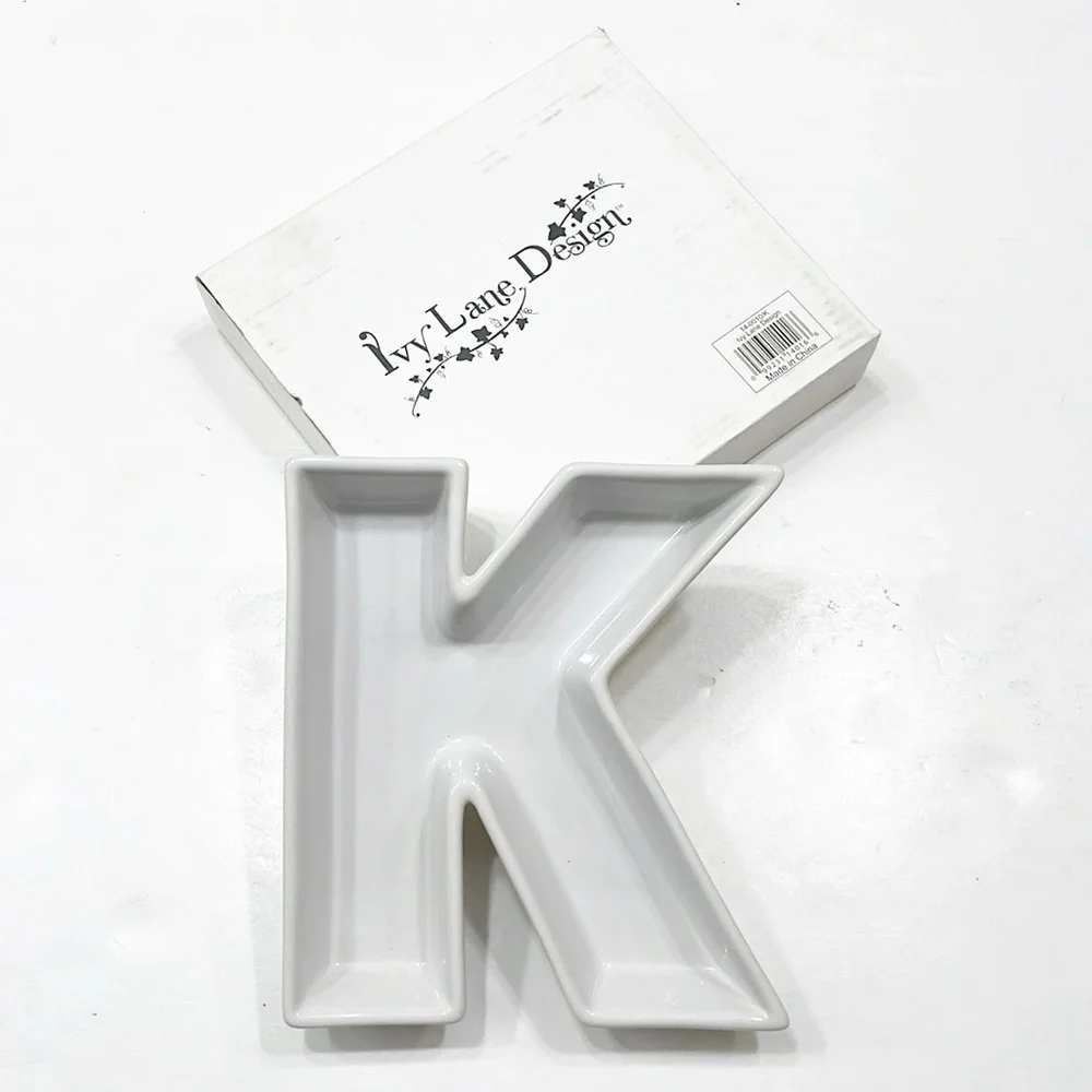 Ivy Lane Design letter K ceramic candy dish / charcuterie board